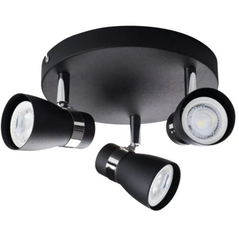 lampada faretto parete soffitto enali orientabile nero 3 luci tondo GU10