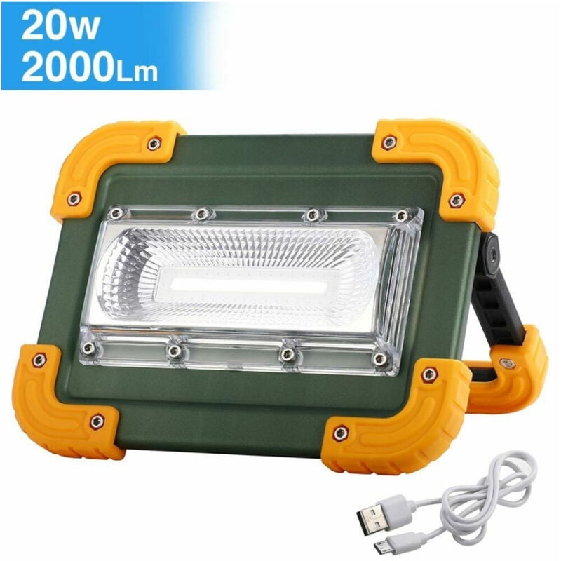 Trade Shop Traesio - Lampada Faro Lavoro Portatile Torcia 20w 2000 Lm a Batteria Litio Luce Emergenza -