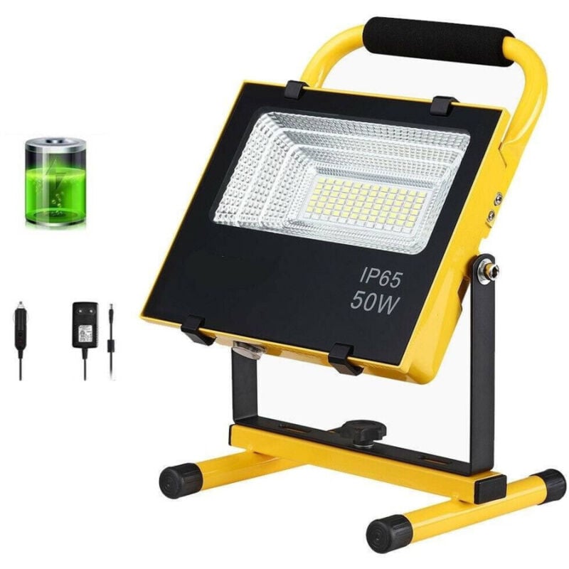 Trade Shop Traesio - Lampada Faro Led Lavoro Portatile Torcia 50w Batteria Litio Luce Emergenza 2500l -