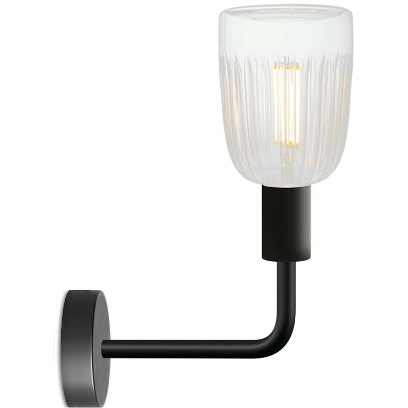 Image of Creative Cables - Lampada Fermaluce Elle in metallo con lampadina Crystal Nero - Nero