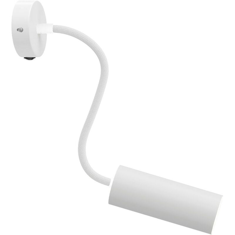 Image of Creative Cables - Lampada Fermaluce Flex 30 con mini rosone con interruttore e faretto con paralume Tub-E14 Senza lampadina - Bianco opaco - Senza