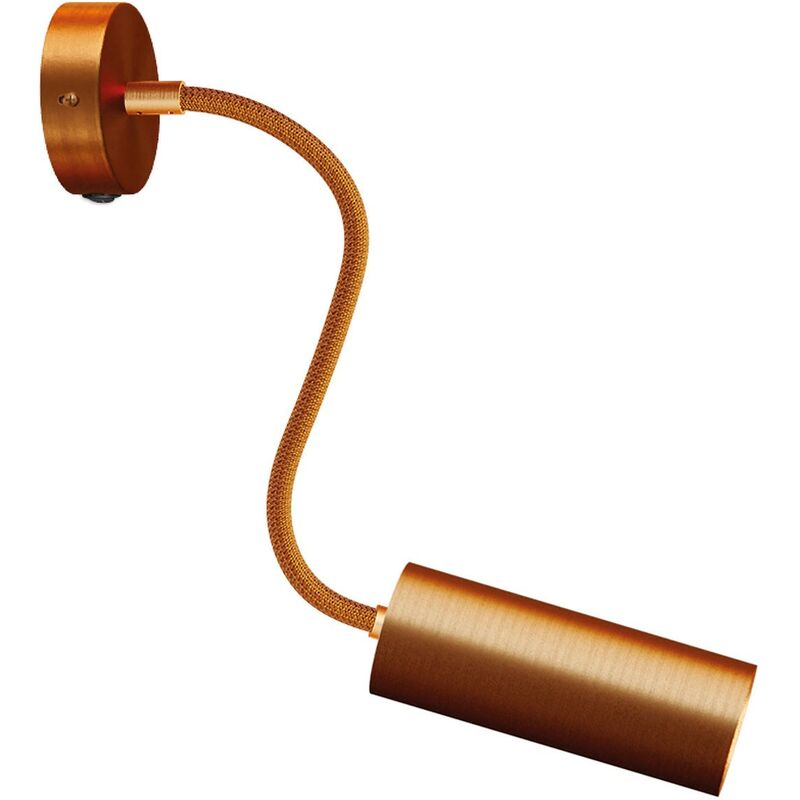 Image of Creative Cables - Lampada Fermaluce Flex 30 con mini rosone con interruttore e faretto con paralume Tub-E14 Senza lampadina - Rame satinato - Senza