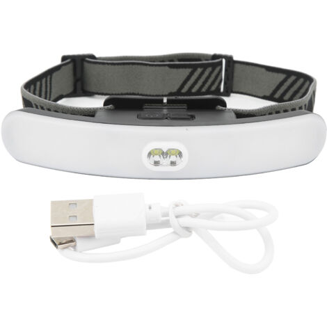 Lampada frontale a LED ricaricabile, 6 livelli di intensità, da 300 a 400 lm, ultra grandangolare, impermeabile IPX4, ricaricabile tramite USB, ideale per la pesca e la corsa.