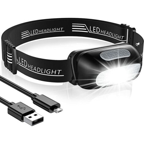 Lampada frontale a LED ricaricabile con 5 modalità di illuminazione, leggera e regolabile, perfetta per pesca, campeggio, escursionismo, ciclismo