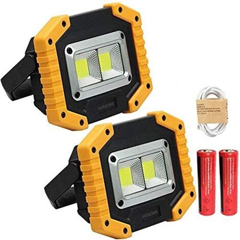 Lampada frontale a LED ricaricabile da 30 W, lampada frontale portatile con porta USB, impermeabile per escursionismo, campeggio, illuminazione di emergenza (confezione da 2)