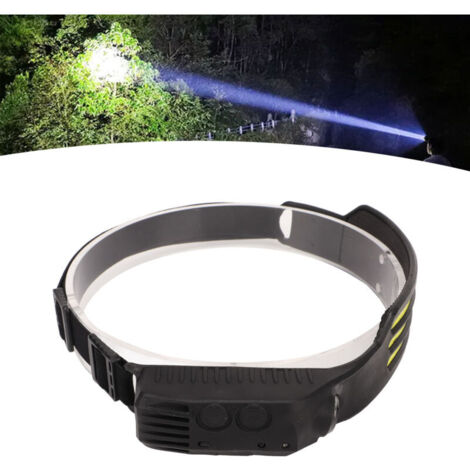 Lampada frontale DUBUNS super luminosa a fascio ampio con tecnologia COB, leggera e ricaricabile, con sensore di movimento, ideale per la pesca all'aperto.