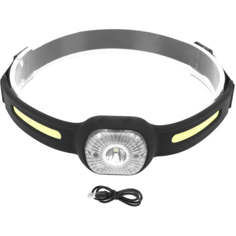 Lampada frontale regolabile in silicone, ricaricabile tramite USB, con sensore COB, ideale per la corsa e la pesca all'aperto.