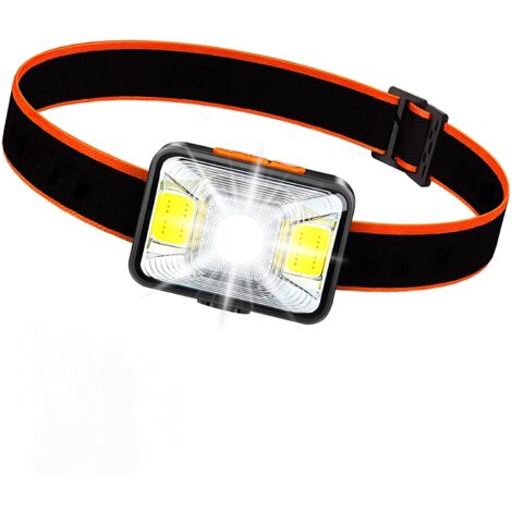 Lampada frontale ricaricabile tramite USB, 1800 mAh 1800 Lux Super Bright Headlight con 5 modalità di illuminazione IPX5 Impermeabile COB Headlamp per pesca/campeggio/ciclismo/caccia/escursionismo [Cl