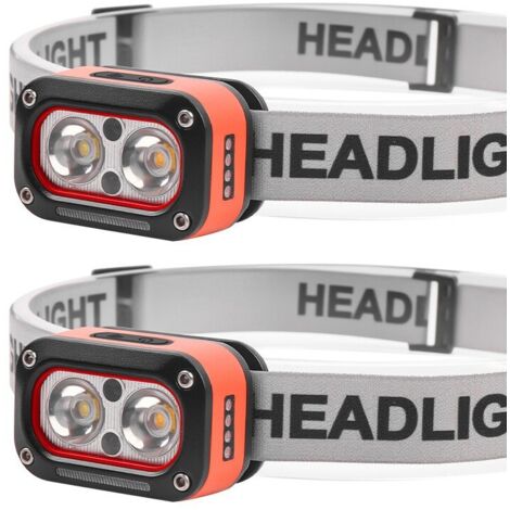 Lampada frontale ricaricabile USB-C da 3000 lumen a LED, impermeabile, con sensore di movimento, per campeggio, corsa, ciclismo, pesca