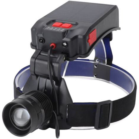 Lampada frontale solare luminosa da 2700 lumen, impermeabile IPX4, con 3 modalità di illuminazione, sensore ricaricabile e base regolabile a 90°, ideale per la pesca all'aperto.