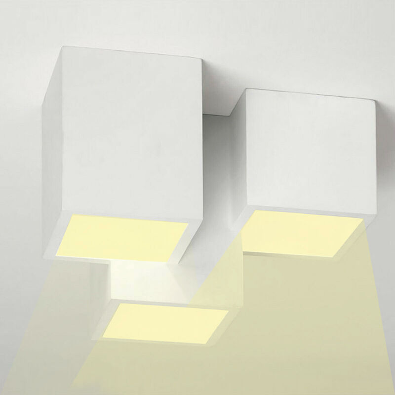 Image of Lampada gesso da soffitto plafoniera a 3 cubi attacco faretto GU10 luce 4000K