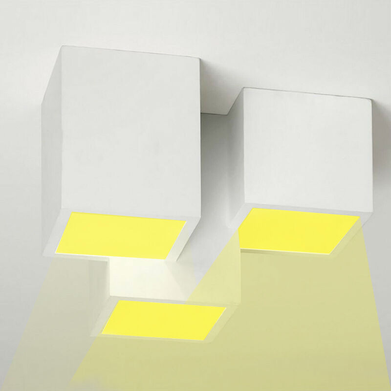 Image of Lampada gesso da soffitto plafoniera a 3 cubi attacco faretto GU10 luce calda