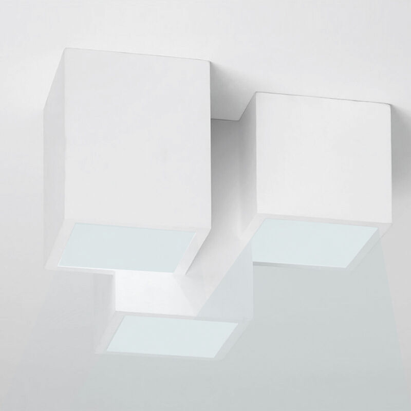Image of Lampada gesso da soffitto plafoniera a 3 cubi attacco faretto GU10 luce fredda