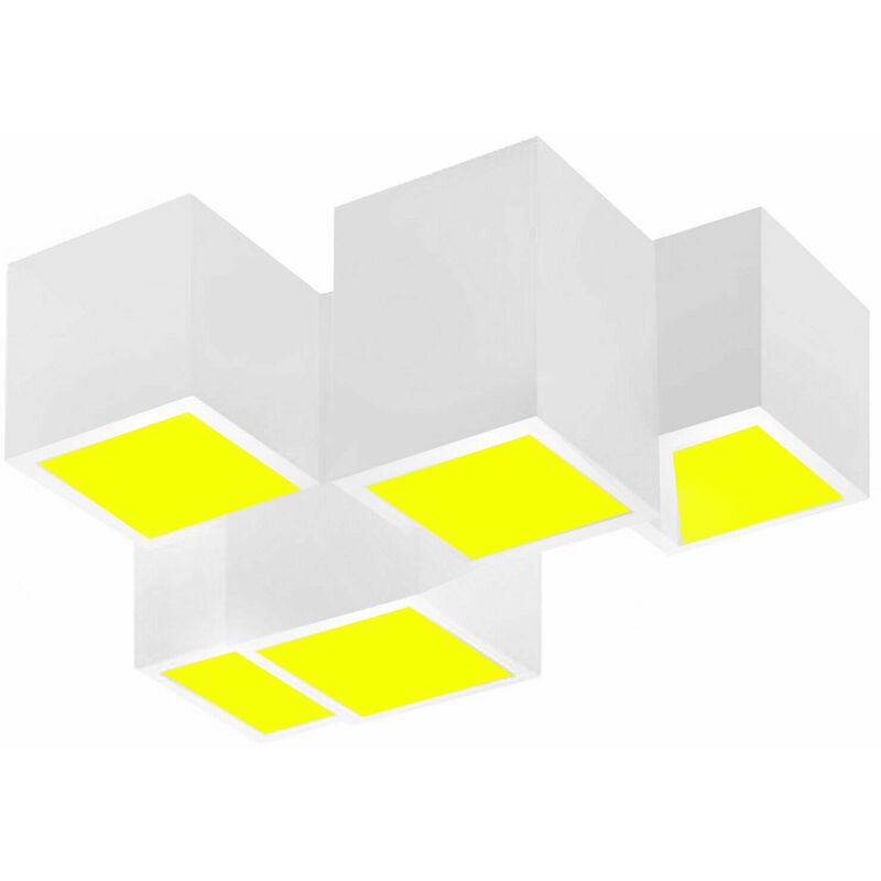 Image of Lampada gesso da soffitto plafoniera a 5 cubi attacco faretto GU10 luce calda