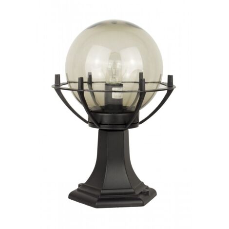 Lampada giardino nera 39cm sfera fumé con gabbia E27