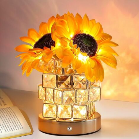 Lampada Girasole per Donna, Luce Notturna Ricaricabile a Fiore Caldo, 3 Temperature di Colore, Dimmerabile Continuo, Lampada da Tavolo Senza Fili, Regalo di Compleanno per la Mamma