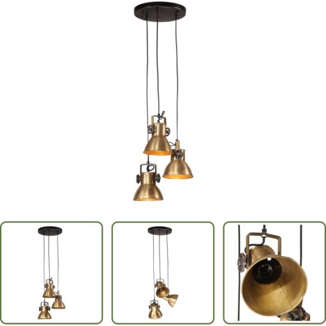 Lampada in ferro -  Lampada Pensile 25 W Ottone Anticato 30x30x100 cm E27