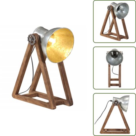 Lampada in ferro - vidaXL Lampada da Scrivania 25 W Argento Vintage 30x17x40 cm E27 - Lampada in legno