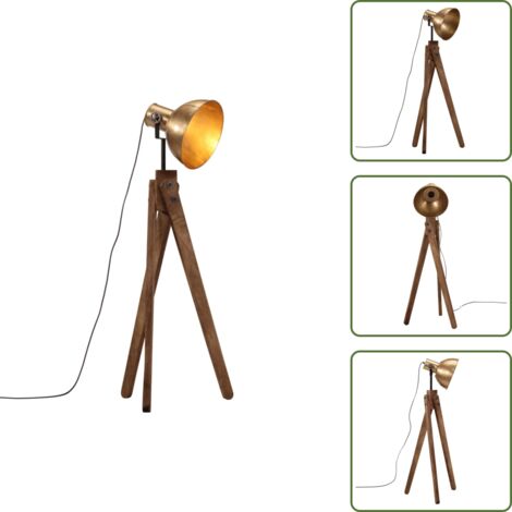 Lampada in ferro - vidaXL Lampada da Terra 25 W Ottone Anticato 45x45x120 cm E27 - Lampada da soggiorno