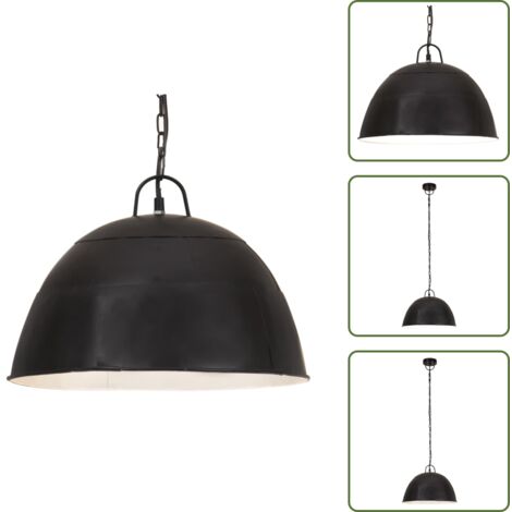 Lampada in ferro - vidaXL Lampada Industriale Vintage 25 W Nera Rotonda 40 cm E27 - Lampada nera