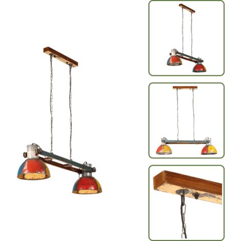 Lampada in legno di recupero - vidaXL Lampada a Sospensione Industriale 25 W Multicolore 111 cm E27 - Lampada a sospensione