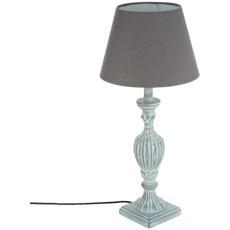 Image of Lampada renzo grigio h56cm - lampada da tavolo, base in legno mdf, paralume in lino e pvc, presa di corrente, attacco e27, 40 w, bianco, h Atmosphera