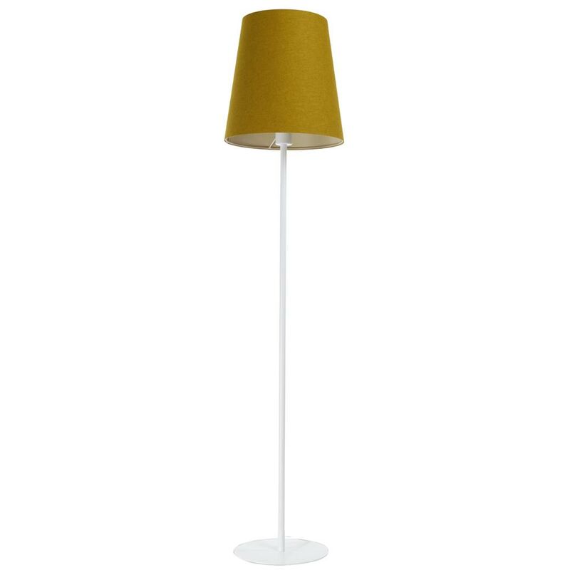 Image of Bps Koncept - Lampada in piedi Boho 1xe27 60W tessuto strutturato su senape in plastica in pvc, bianco h: 157 cm Ø35 cm con performer