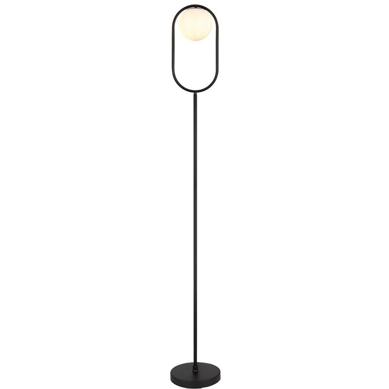Image of Lampada in piedi Ghita E27 1x max.20 w metal nero, bianco vetro b: 21 cm h: 170 cm Ø15 cm con interruttore