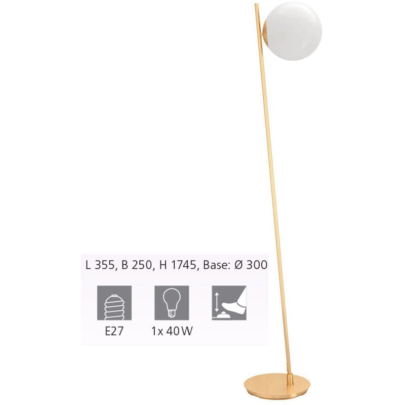 Image of Lampada in piedi rondo 4 Stahl brush brush E27 1x40W l: 35,5 cm b: 25 cm h: 174,5 cm con interruttore a piede