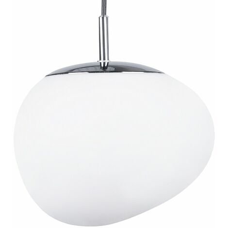 Lampada in Vetro Bianco e Argento Forma Irregolare 1 Luce Moderna Liffel - Bianco
