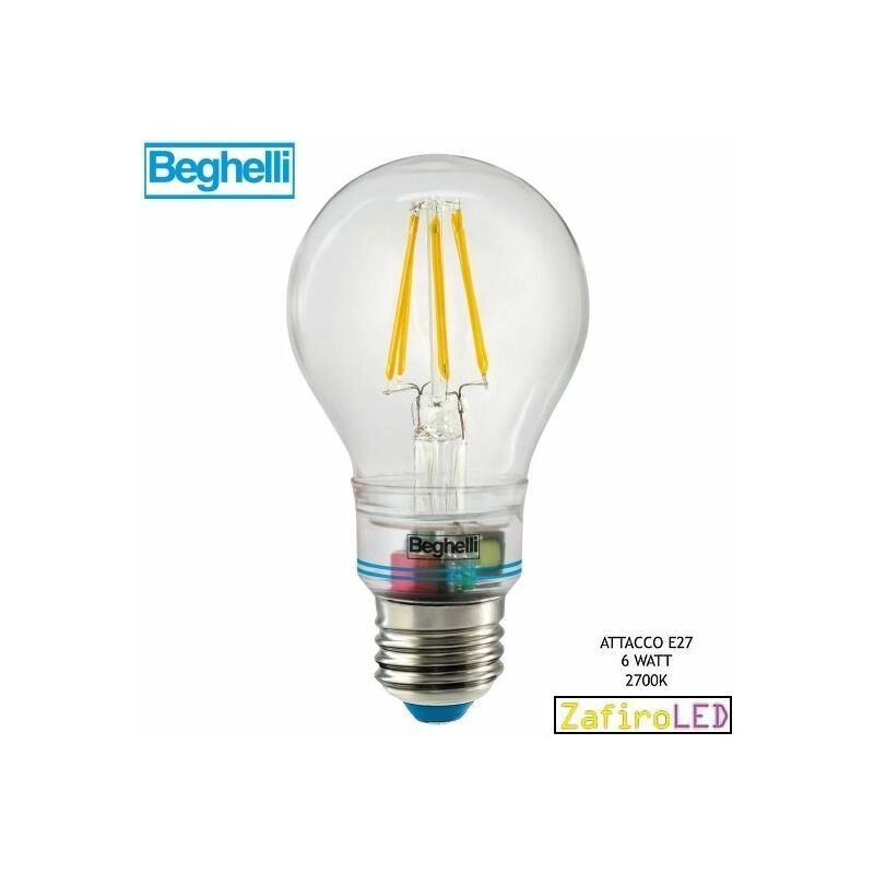Image of Beghelli - Lampada/Lampadina led a risparmio energetico 6W (60W) E27 Goccia Sorpresa Zafiro