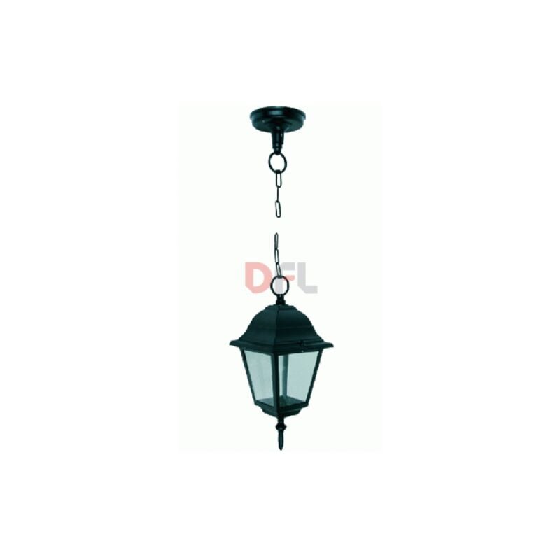 Image of Lampada lanterna a soffitto a sospensione con catena in alluminio nera