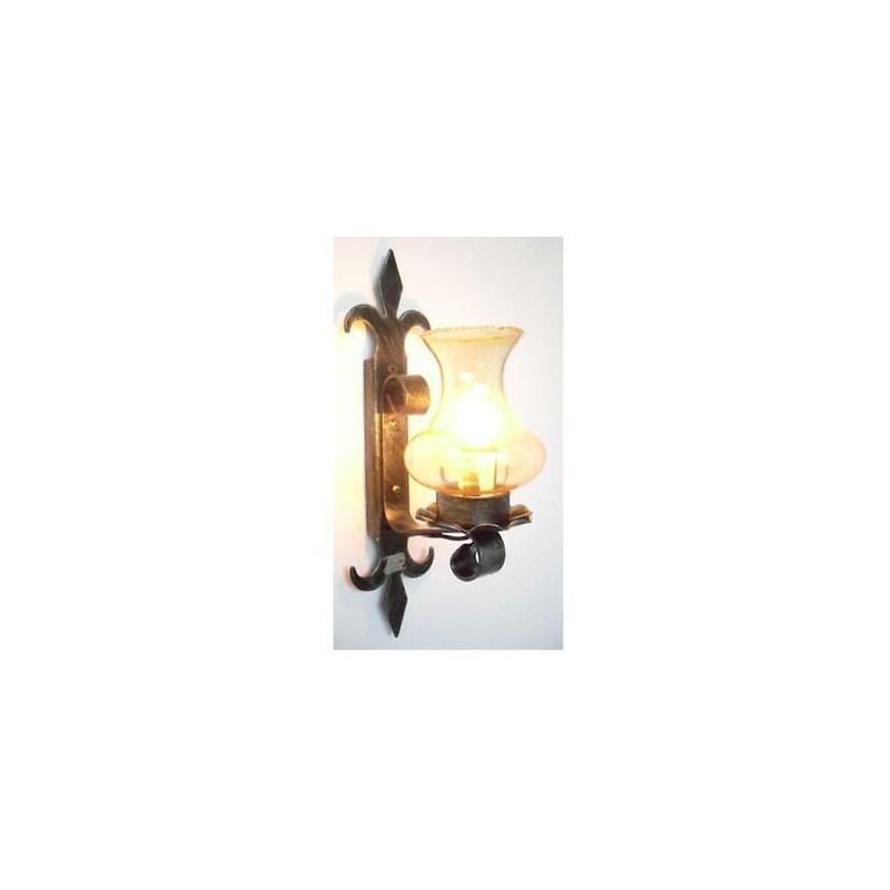 Image of Cruccolini - Lampada lanterna applique plafoniera gabriella in ferro battuto 1 luce