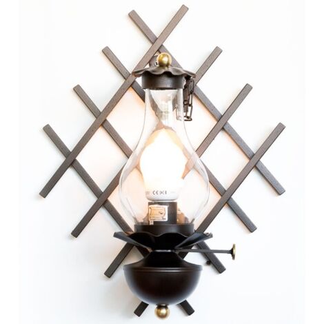 LAMPADA LANTERNA APPLIQUE PLAFONIERA VECCHI TEMPI IN FERRO BATTUTO 1 LUCE