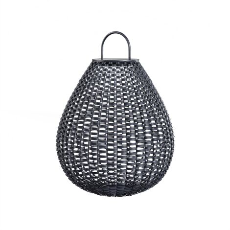 Lampada lanterna da giardino solare moderna in rattan nero Maytoni Plet