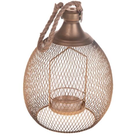 Lampada Lanterna Decorativa 29,5 cm in Metallo e Vetro Oro