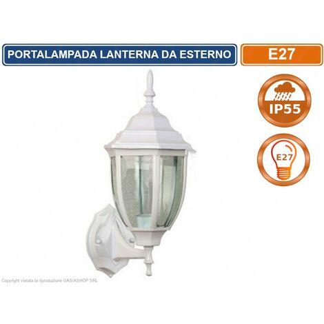LAMPADA LANTERNA FARETTO DA MURO APPLIQUE DA GIARDINO E27 DA ESTERNO IP55 BIANCO