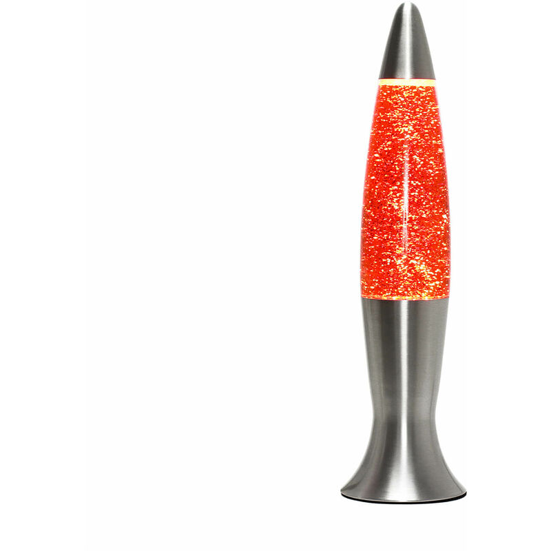 Image of Lampada lava allegra con liquido glitterato arancione 40 cm, lampadina inclusa - Argento, arancio glitterato