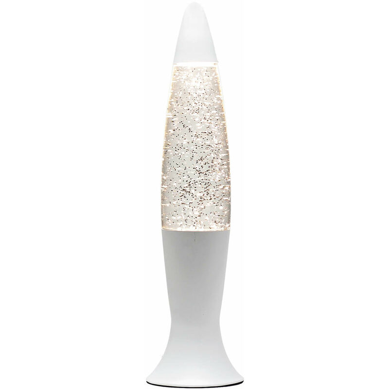 Image of Licht-erlebnisse - Lampada Lava bianca glitter argento 40 cm lampadina incl. Lampada da tavolo angelina - Bianco opaco, argento glitterato