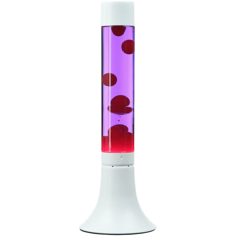 Image of Lampada Lava dai colori vivaci dal desgin retrò con liquido viola cera rossa A:38cm luce d'atmosfera - Viola, rosso, bianco