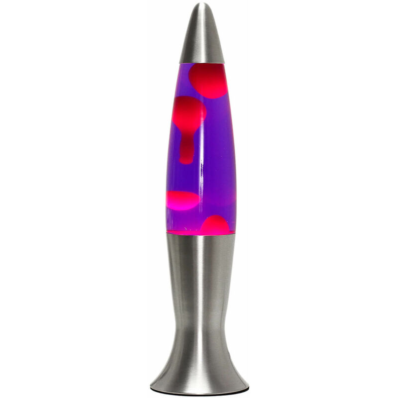 Image of Lampada Lava design vintage con liquido viola e cera rossa rossa 40cm lampadina incl. Luce d'ambiente - Argento, viola, rosso