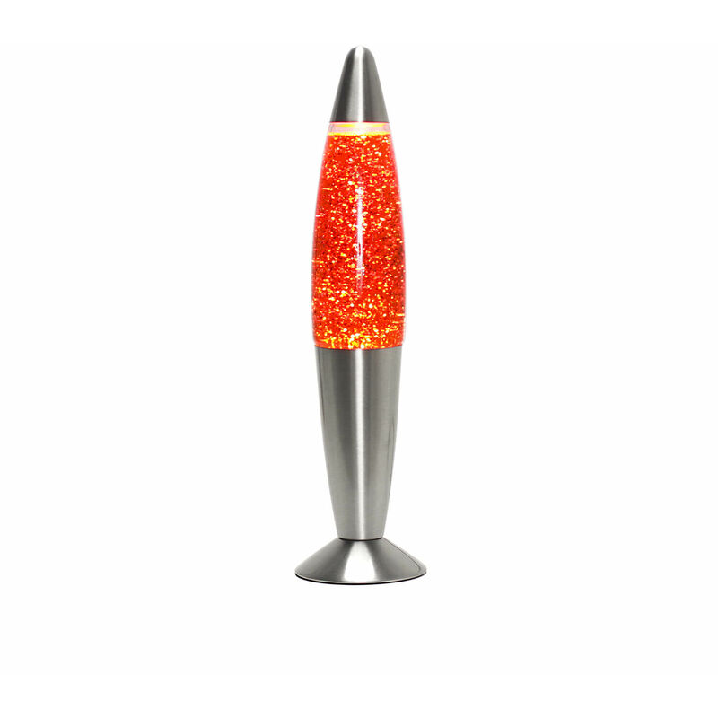 Image of Lampada Lava euforica timmy color arancione glitter 33 cm lampadina incl. - Argento, arancio glitterato