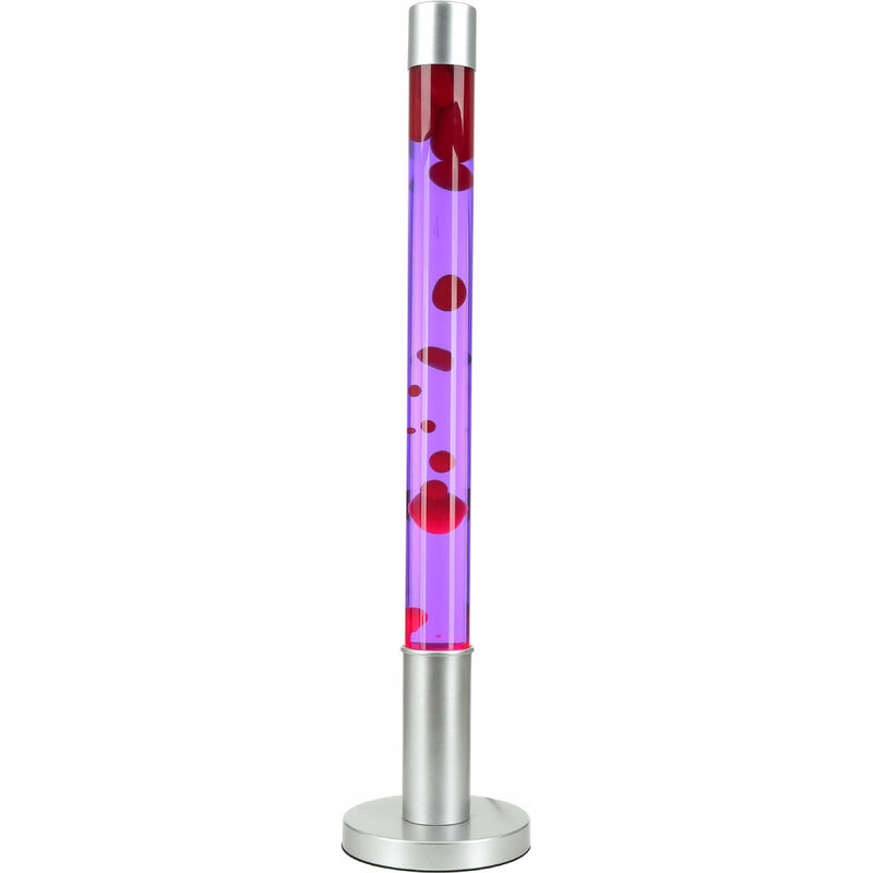 Image of Lampada Lava grande alan dal design vintage con liquido violae cera rossa 76 cm di altezza - Rosso, viola, argento