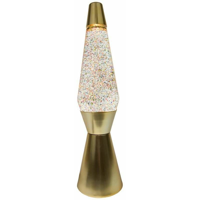 Image of Fisura - lampada lava lamp gold glitter liquido trasparente H40CM