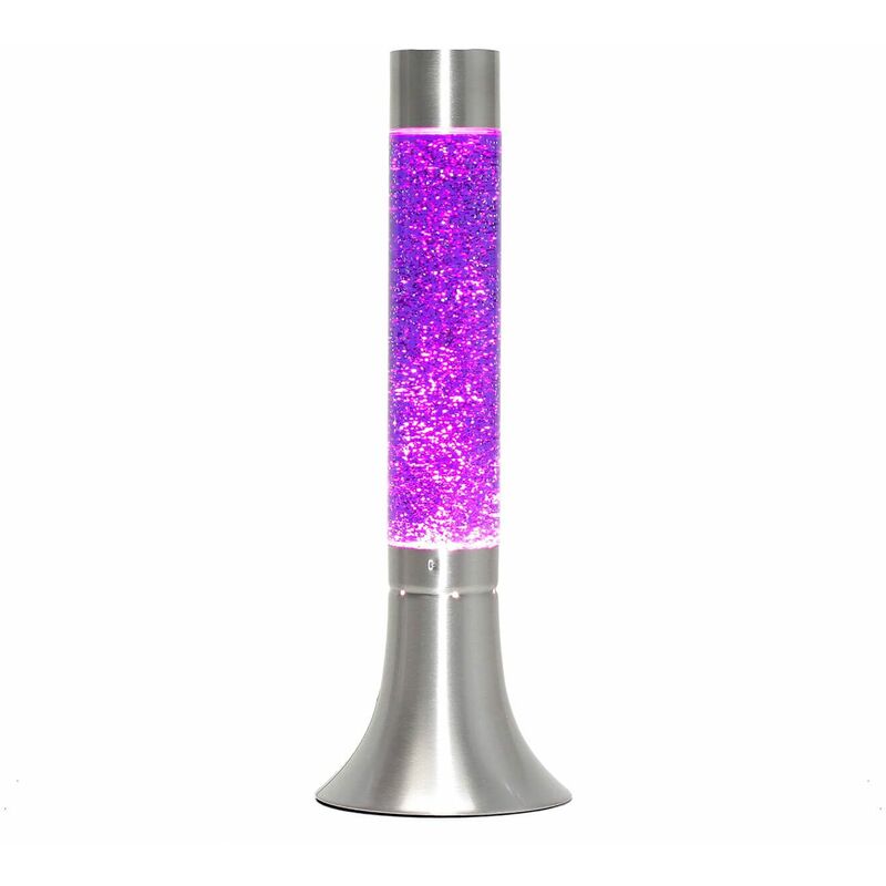 Image of Licht-erlebnisse - Lampada Lava yvonne design retrò liquido viola glitter altezza:38cm - Glitter rosso, argento