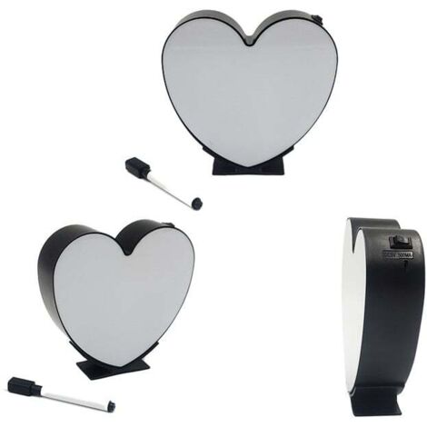 Lampada LED a forma di cuore con blocco note, romantica per la camera da letto su una scrivania con notebook