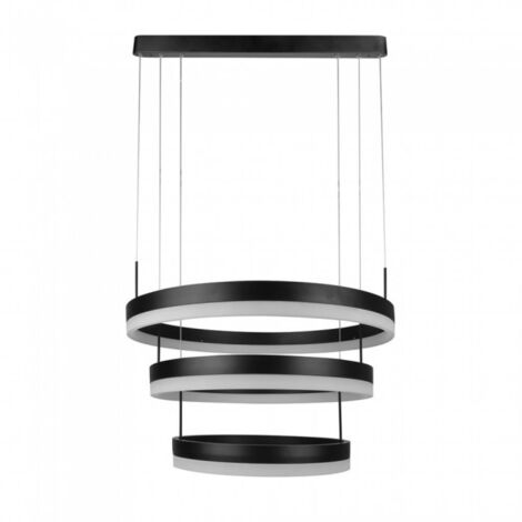 Lampada Led A Sospensione Rotonda Colore Nero Tripli Anelli Diametro 600mm 500mm 400mm 3000K 80W Dimmerabile Triac Dimmer SKU-3990