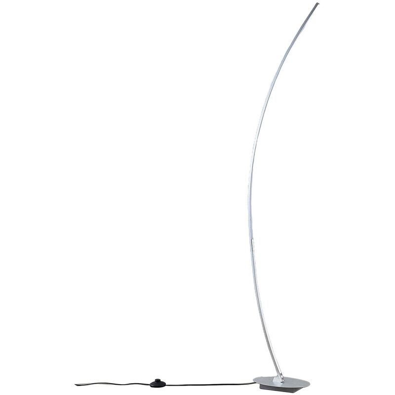 Image of Lindby Lampada LED ad arco Nalevi, argento spazzolato - argento spazzolato