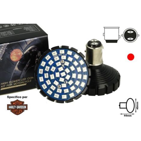 Lampada Led BAY15D 1157 Rosso Per Moto Harley Davidson Canbus No Errore Luce Posizione e Stop No Polarita 48 Smd 2835