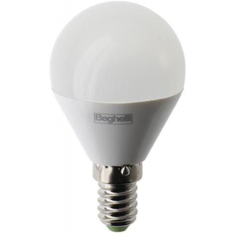 LAMPADA LED BEGHELLI Saving SFERA Smerigliata E14 5W Luce Fredda 450 Lumen